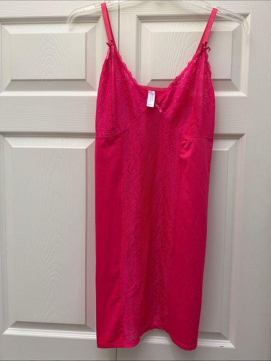 Body Form Other - Fuchsia Lace-Trim Slip Dress with Adjustable Straps